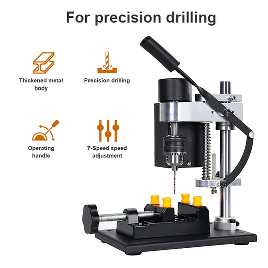 Mini Electric Bench Drill Press Stand Kit 8000 r/min 7-Gear Variable Speed Benchtop Drilling Machine Precise Drill DIY Drilling