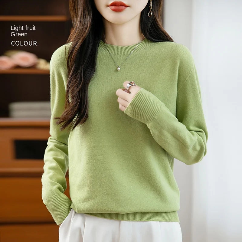 Women 22 colors weater O-neck Autumn Winter Basic 100% Andy velvet Warm Casual Pulls Jumpers Korean FashionSpring Knitwear 2025