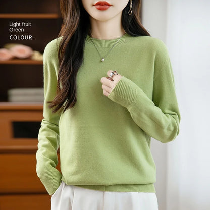 Women 22 colors weater O-neck Autumn Winter Basic 100% Andy velvet Warm Casual Pulls Jumpers Korean FashionSpring Knitwear 2025
