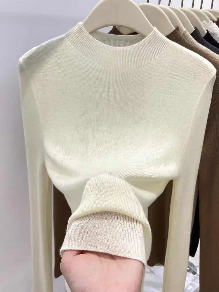 AOSSVIAO Autumn Winter 2025 Women New Turtleneck Sweater Female Slim Fit Warm Pullovers Ladies Solid Color Soft Knitted Tops