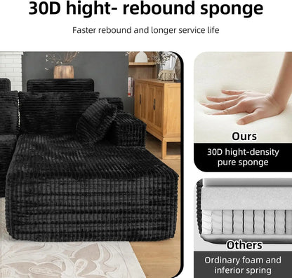 134" Boneless Couch for Living Room, Oversized U Shaped Modular Cloud Sofa with Deep Seat, Ergonomic Memory Foam Sleeper Chair,