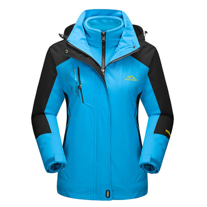 Women's 3-IN-1 Jackets Waterproof Fleece Jacket Outdoor Windproof Skiing Snowboarding Coat Hiking Jackets Parka Hodded Coats