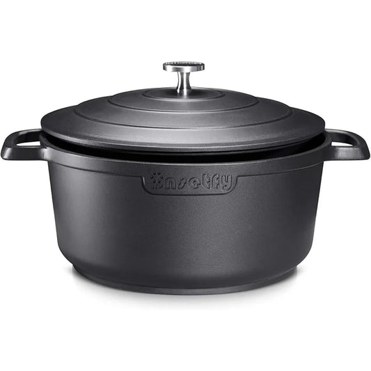 Nonstick Dutch Oven Pot with Lid5 QT Cast Aluminum Oven Pot with Two Handles Lightweight for Bread Baking Braising and Roasting