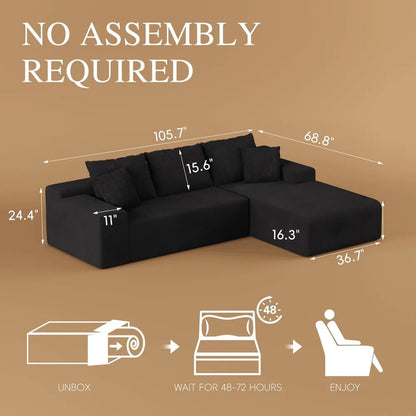 106” Modular Sectional Sofa, Cloud Sectional Couch with Deep Seat, Modern Modular L-Shape Sofa Couch with Chaise