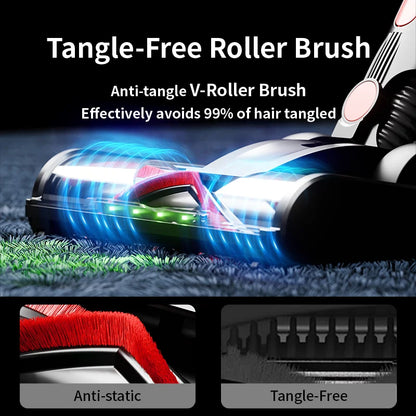 Cordless Vacuum Cleaner,45PKA Stick Vac with Tangle-Resistant Design, Up to 55 Minutes, Rechargeable, Lightweight