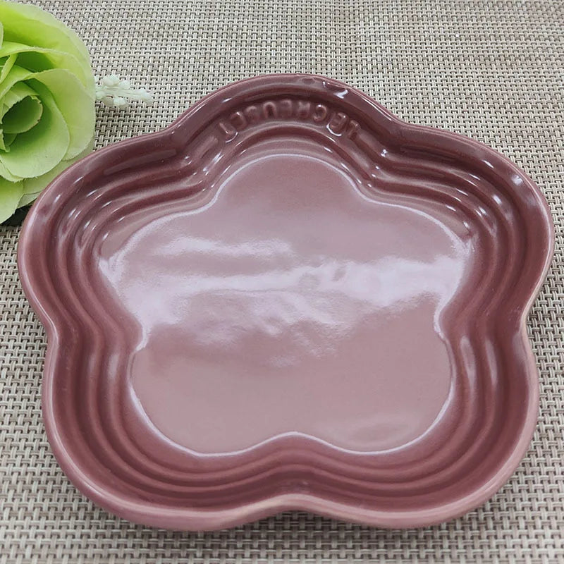 Plum Blossom Small Plate 5.5Inches 14cm Rainbow Sauce Plate Flower Shaped Pet Gradual Spike Bone Plate Tableware Ceramic Dishs