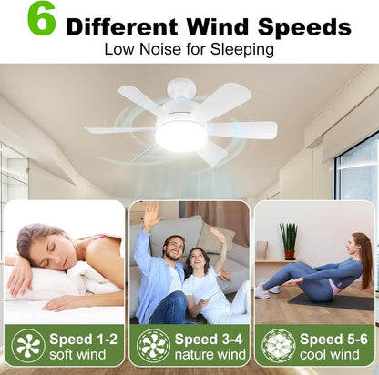 Socket LED Ceiling Fan Light E26 with Remote, Dimmable, 3 Colors, Speed Change, Suitable for Living Room, Study, Household Use