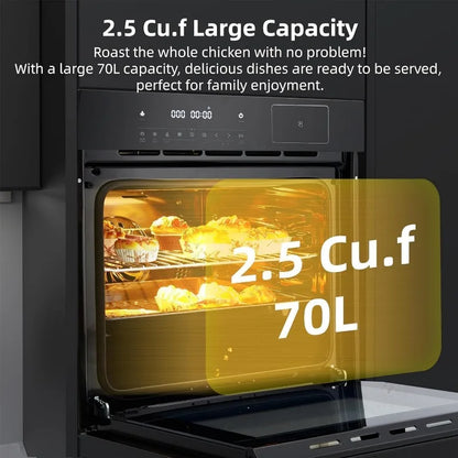 Single Wall Oven 24" Built-In Electric Ovens with 8 Baking Modes, 108 Automatic Recipes, 2.5 Cu. Ft Convection Wall Oven