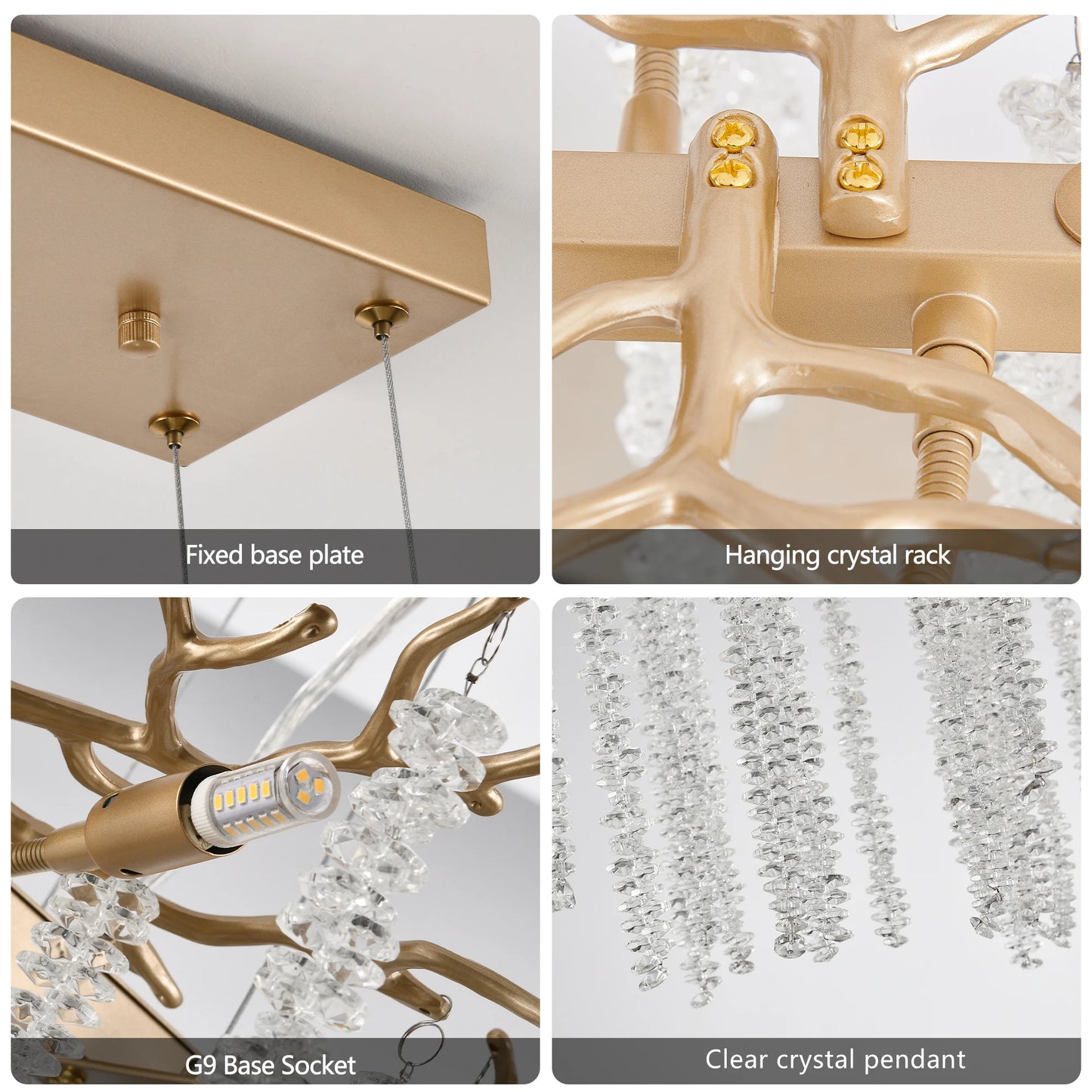 39.4inch Modern Golden Chandelier with Cascading Crystal String, Perfect for Living Room, Dining Room and Foyer, High-End Decorative Lamps (Bulb Not Included)