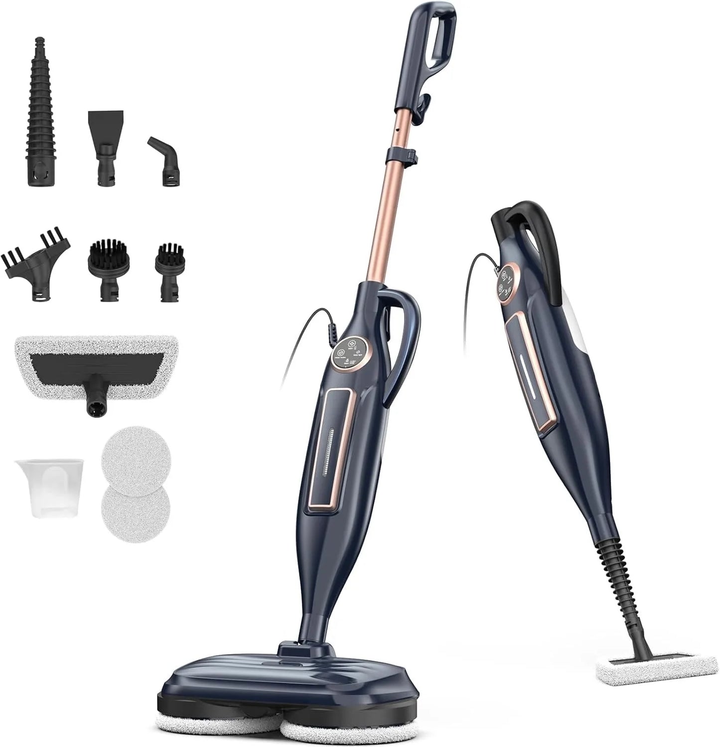 Steam Mop Cleaner with Rotating Mop Pad 10 in 1 Lightweight Spin Mop 1300W Powerful Floor Steamer for Home Hardwood Laminate VM6