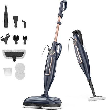 Steam Mop Cleaner with Rotating Mop Pad 10 in 1 Lightweight Spin Mop 1300W Powerful Floor Steamer for Home Hardwood Laminate VM6