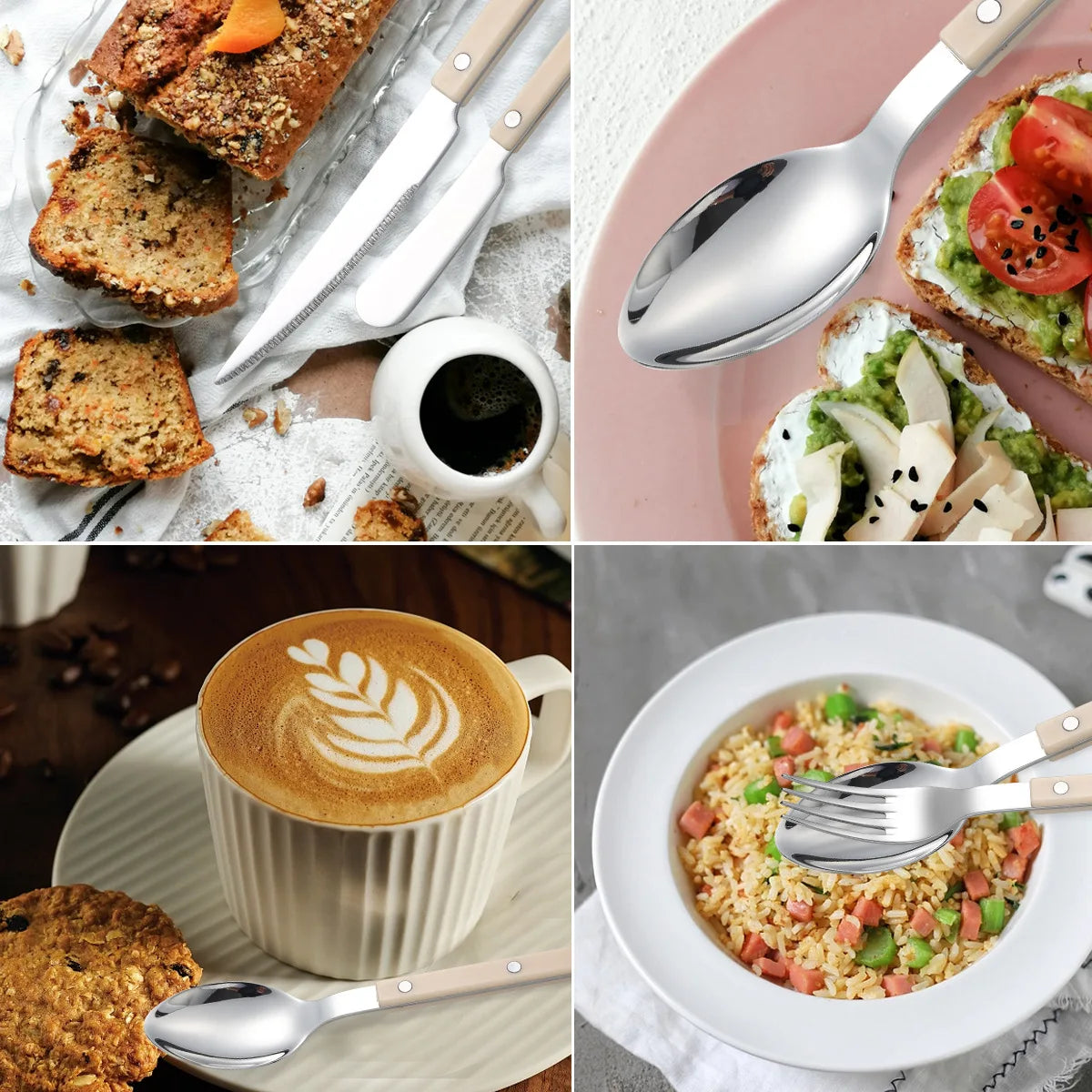 Fashion New Colorful Handle 304 Cutlery Set  Stainless Steel Creativity Gift Flatware Knife Fork Spoon dinnerware set