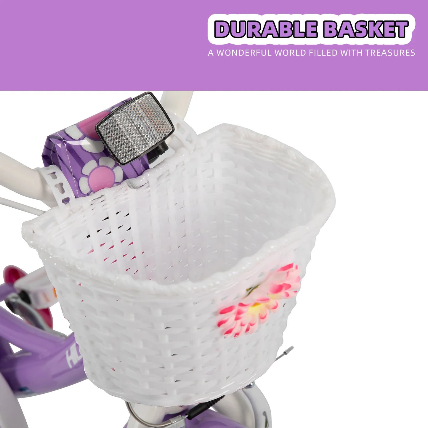 Hiland 12/14/16 Inch Children's Bicycle, 3-7 Years Girls Bicycle with Basket Stabilisers, Various Colours