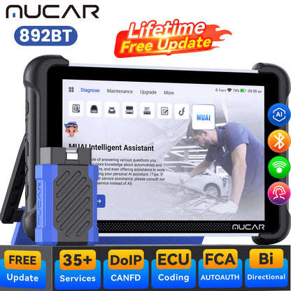 MUCAR 892BT OBD2 Scanner CANFD&DOIP Diagnostic Tool Lifetime Free Update Bi-directional Full System 34 Reset ECU Coding 64GB