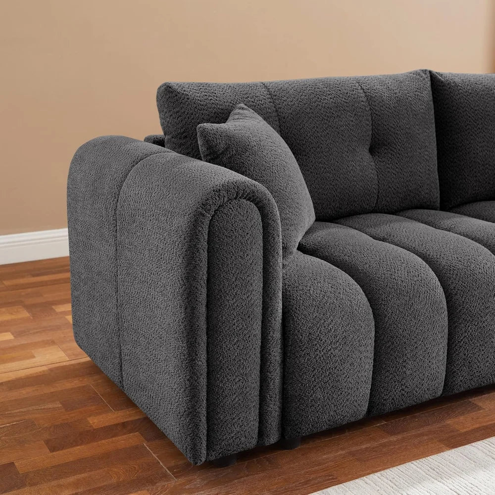 91.5" Modern Boucle Sofa Couch, Comfortable Upholstered Tufted Cloud Couch, 3 Seater Couches for Living Room, Bedroom