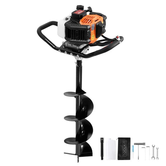 Professional Grade Gas Post Hole Digger 52CC 1450W with 8 inch Drill Bits and Extension Rod