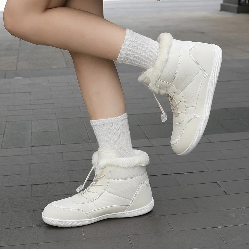 Women's Barefoot Boots Fur Lined Ankle Booties Anti-Slip Walking Boots Wide Toe Box for Outdoor Hiking