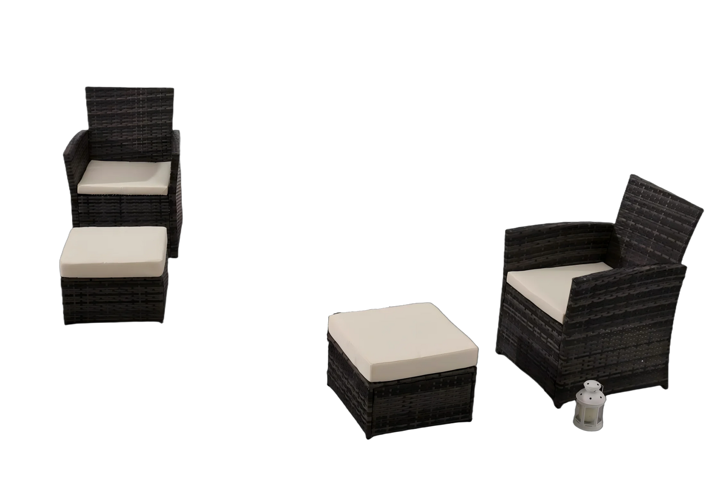 6 Pieces Outdoor Patio Furniture Set, Wicker Sectional Sofa Patio Conversation Set Couch with Ottomans Rattan Chair and Table fo