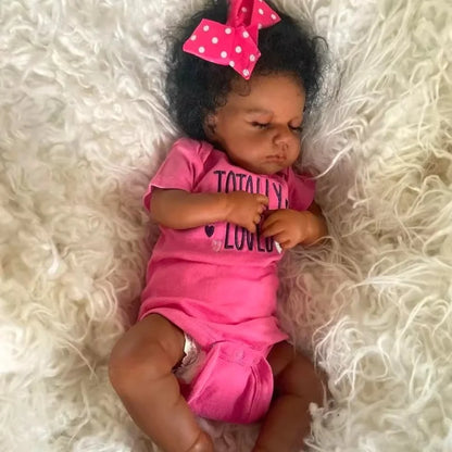 Risbecko 20 Inch Lifelike Black Reborn Baby Doll - African American Soft Cloth Body Doll - Birthday Gift/Christmas Gift