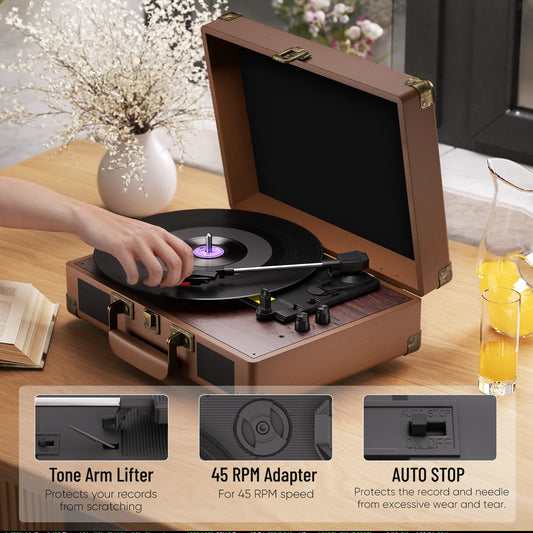 Maio C210 belt-driven Vintage gramophone device, vinyl record, turntable , high-fidelity stereo, built-in speaker, 3-speed