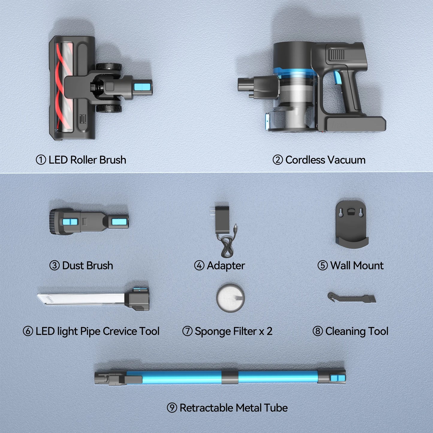 Devoac S11 Smart Cordless Vacuum Cleaner, 28Kpa 350W Brushless Stick Vacuum, Removable Battery,Free-Standing Design