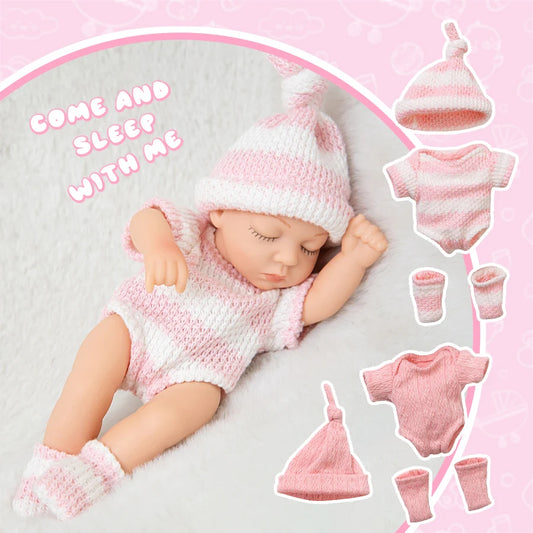 Mini 7Inch Reborn Doll 2Pieces Clothes Sleeping Baby Doll 19cm Born Dolls Baby Toys Sweater Jumpsuite The Best Gift for Girls