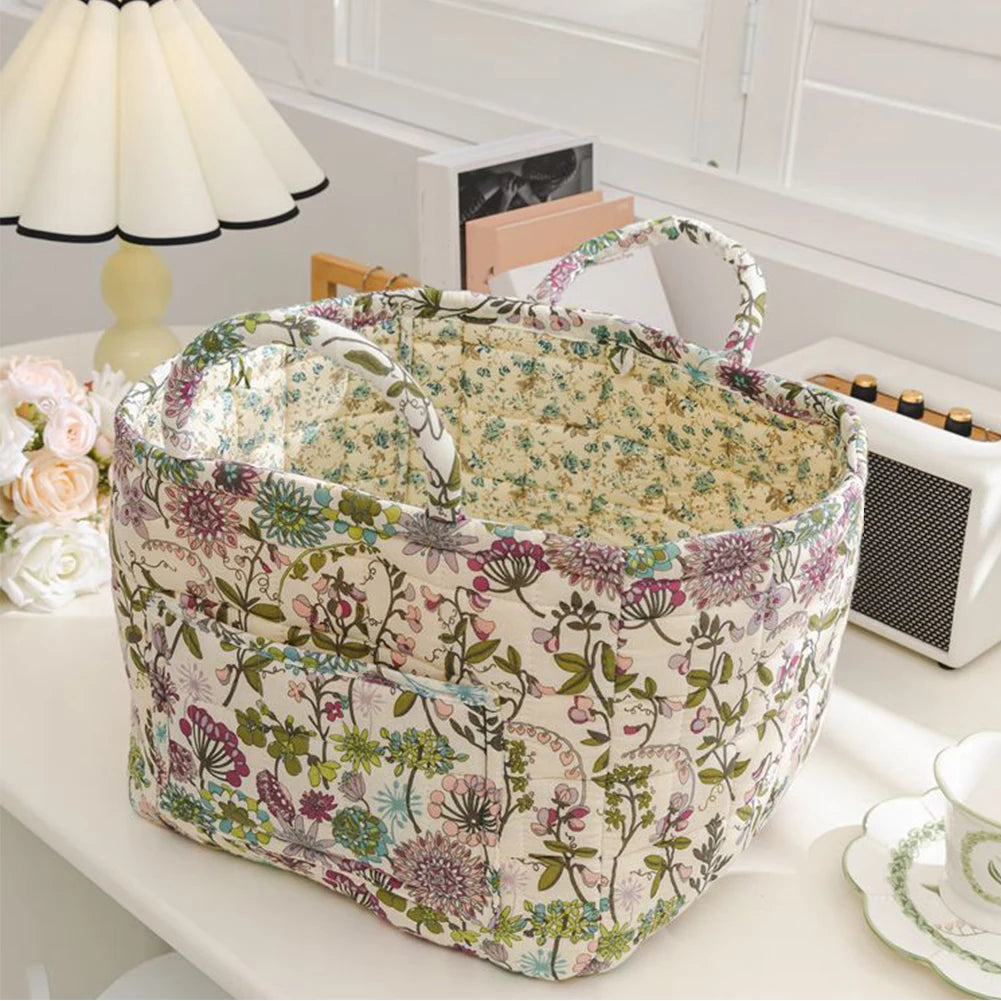 Boho Fabric Storage Basket Portable Quilted Laundry Hampers Collapsible Dirty Clothes Laundry Baskets Bathroom Storage Organizer