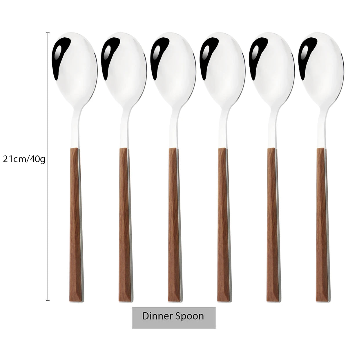 6/24pcs Wooden Handle Cutlery Set Brown Silver Dinnerware Set Stainless Steel Forks Spoons Knife Tableware Kitchen Flatware Set