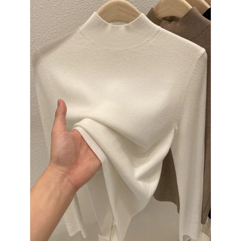 AOSSVIAO Women Autumn Winter 2025 Fashion Turtleneck Jumpers Female Slim Fit Sweater Ladies Solid Color Knitted Soft Pullovers