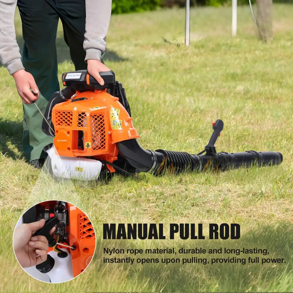 4-Stroke  Backpack Leaf Blower, 80CC 750CFM Engine Gas Leaf Blower,High Strength Gas PoweredSnow Blower Powerful Engine, Orange