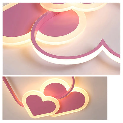 Ceiling Light with Remote Control – Pink Heart Design, Energy-Saving LED, Eye Protection, for Bedroom, Living Room, and Weddings
