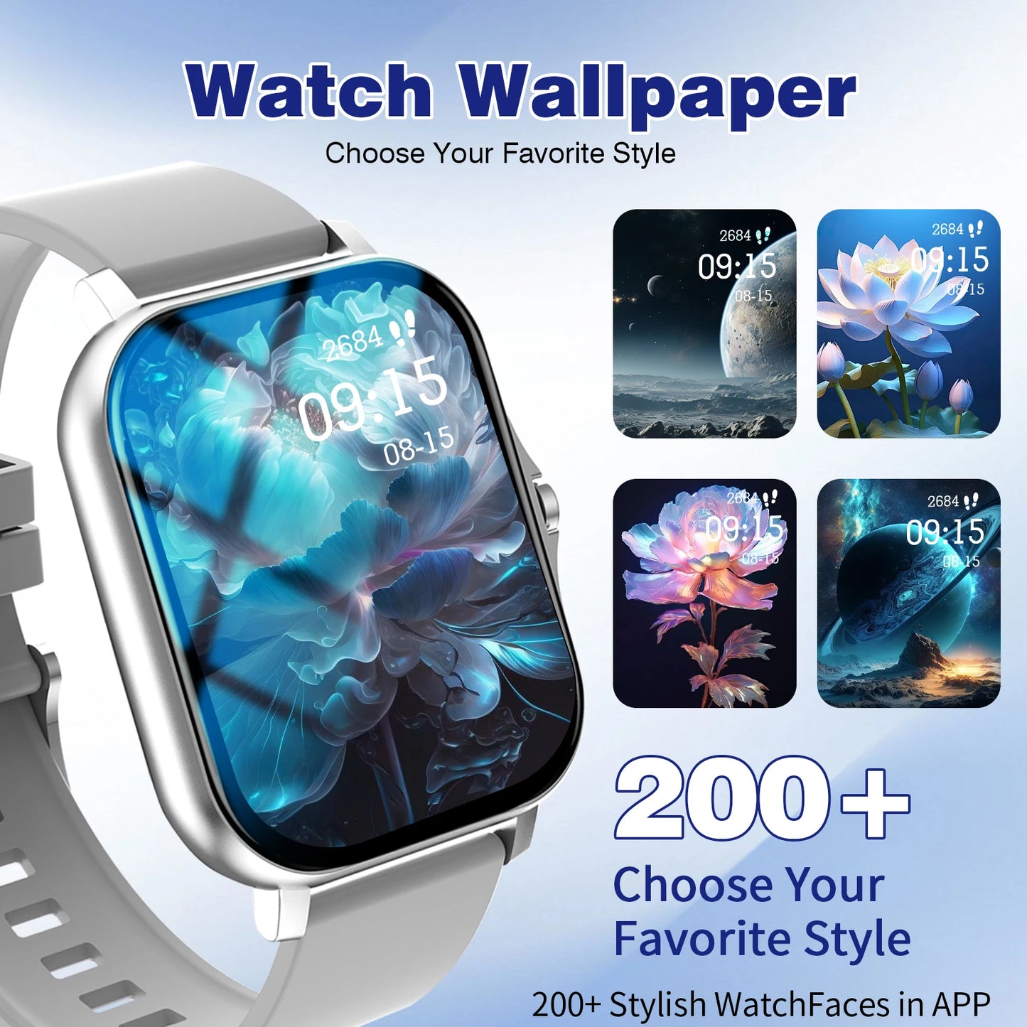 Smartwatch, Wireless Calling/dialing, Message Reminders, Multi-sport Mode, Music Playback, Suitable for IPhone/Android