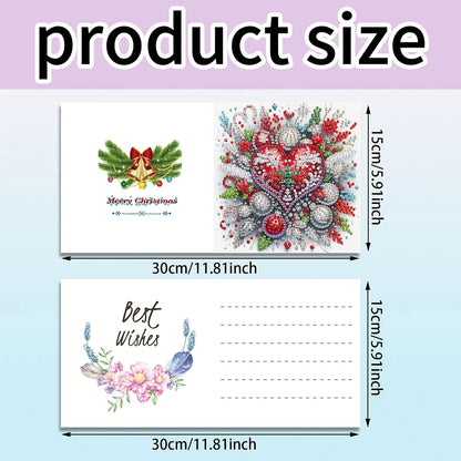 6PCS DIY Rhinestone Diamond Art Mosaic Postcards Diamond Art Handmade Cards for Xmas Birthdays Thanksgiving & Special Occasion
