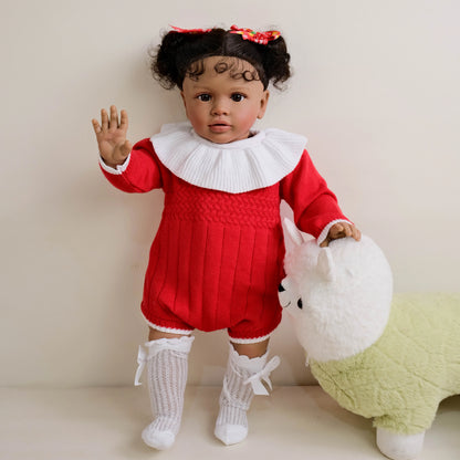 26Inch/66CM Already Painted Finished Doll Reborn Toddler Dark Skin Pippa Huge Baby Size Popular Lifelike Soft Touch Art Doll