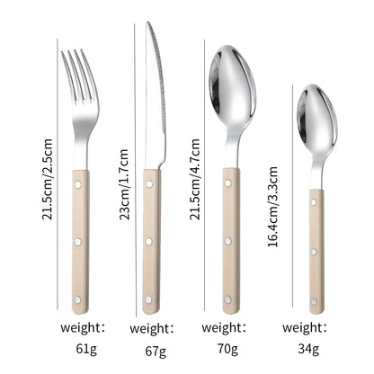 Fashion New Colorful Handle 304 Cutlery Set  Stainless Steel Creativity Gift Flatware Knife Fork Spoon dinnerware set
