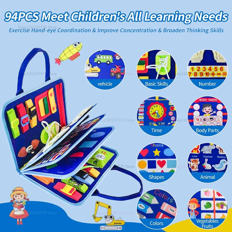 Busy Board Montessori Toys for Toddler Busy Book Sensory Preshool Early Education Learning Fine Motor Skills Toys For Children