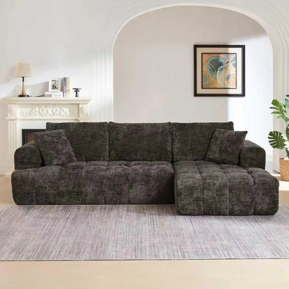 108” Cloud Modular Sectional Sofa Couch with Deep Seat, Modern L-Shaped Boneless Couch with Chaise, Comfy Chenille, Customized