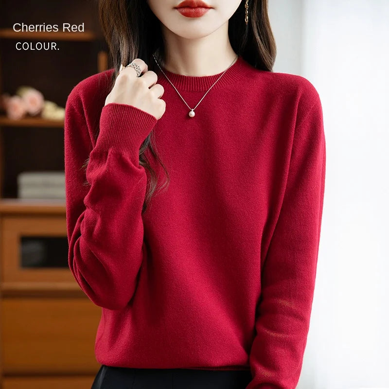 Women 22 colors weater O-neck Autumn Winter Basic 100% Andy velvet Warm Casual Pulls Jumpers Korean FashionSpring Knitwear 2025