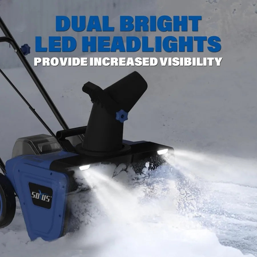 40V Snow Blower Cordless - 20-Inch Electric Snow Blower with Brushless Motor Dual LED Lights Efficient Snow Shovel for Driveway