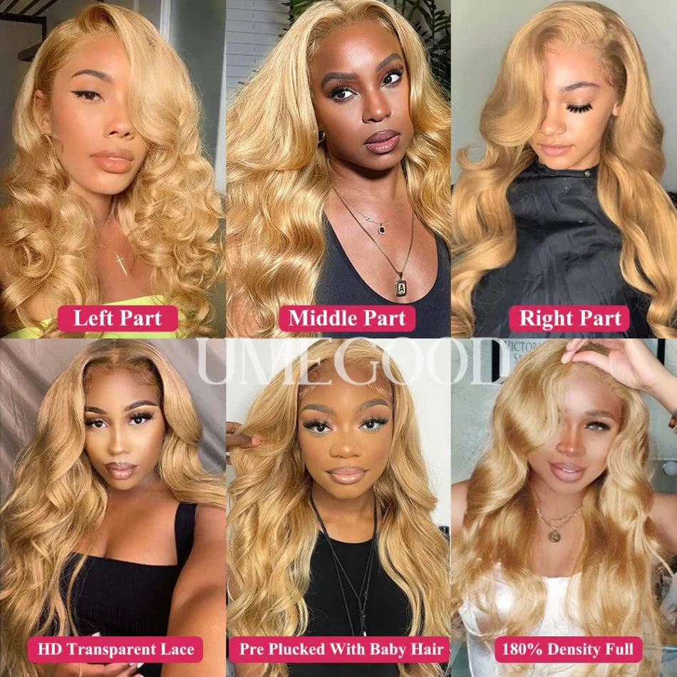Honey Blonde Human Hair Wig Body Wave Lace Front Wig 13X6 Hd Lace Frontal Wig Colored Brazilian Hair 250 Density For Black Women