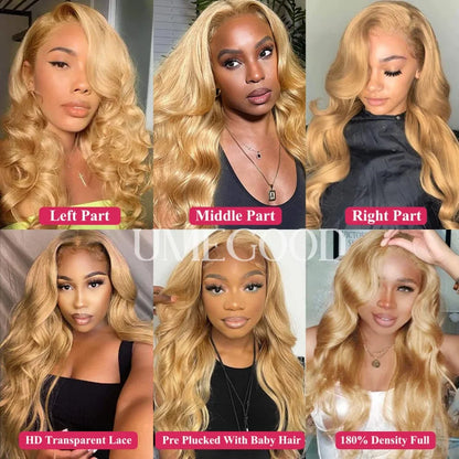 Honey Blonde Human Hair Wig Body Wave Lace Front Wig 13X6 Hd Lace Frontal Wig Colored Brazilian Hair 250 Density For Black Women