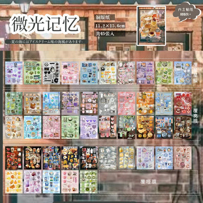 TIANZI 20 Sheets PET Die cut Stickers book Retro Cartoon Decorative handmade Scrapbooking Material Japanese Stationery Supplies