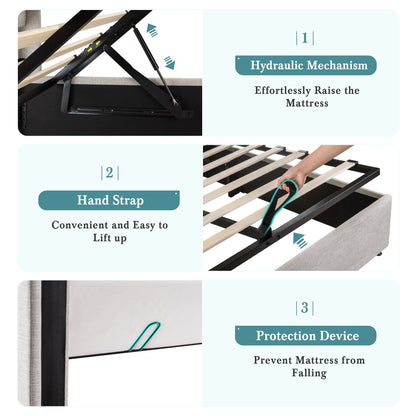 HOOMIC Lift Up Storage Platform Bed Frame with Wingback Headboard/Heavy Duty Hydraulic Bed/Large Underneath Storage, Noise Free