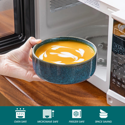 vancasso 18/36 Piece Blue Ceramic Plate Set Reactive Glaze Vertical edge Dinnerware Set With 6/12PCS Dinner Plate/Dessert/Bowl