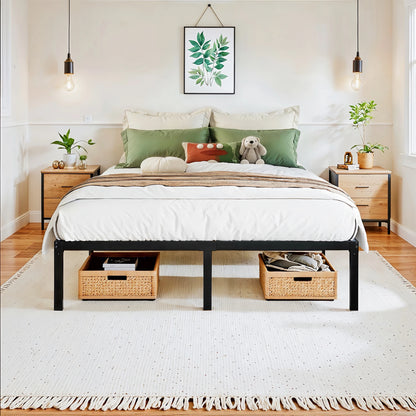 HOOMIC 14"  Twin/Full/Quen/King Metal Platform Bed Frame with Storage Space, No Box Spring Needed, Easy Assembly