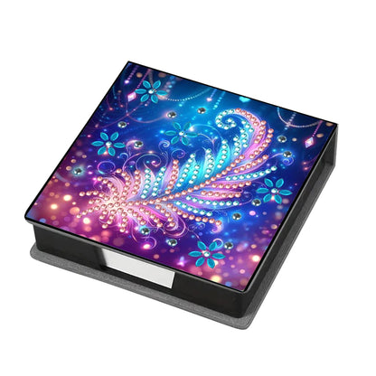 Flowers Leather Diamond Painting Notecard Box Gem Art Sticky Note Holder Gem Painting Memo Pad Holder Mosaic Kit for Home Office