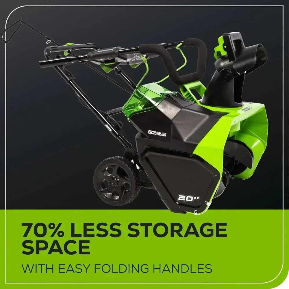 "60v 20-inch cordless snow blower with 5.0ah battery and charger"