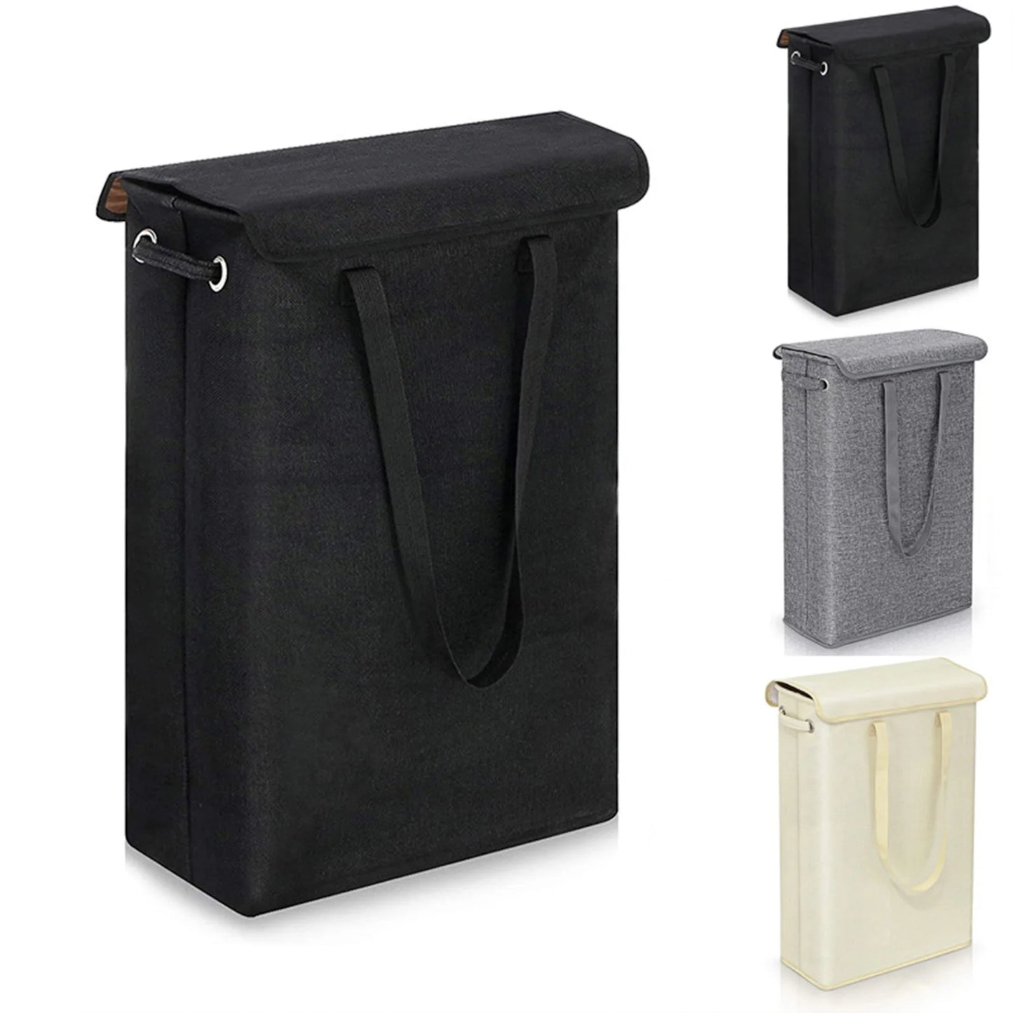 Dirty Clothes Hamper with Lid Collapsible Cotton-Like Linen Laundry Hamper for Home Bathroom or Travel Local Delivery