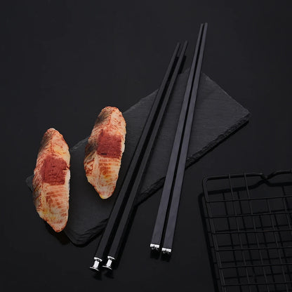 15-20Pcs Korean Dinnerware Set Black Silver Cutlery Set Chopsticks Knife Fork Spoon Stainless Steel Luxury Tableware Set