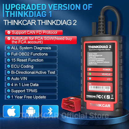 KINGBOLEN Ediag PlusTHINKCAR THINKDIAG 2 CANFD ALL System ECU Coding Bi Directional 16 Reset OBD2 Scanner Car Diagnostic Tools